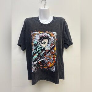 Anime Graphic T-Shirt with Fiery Design